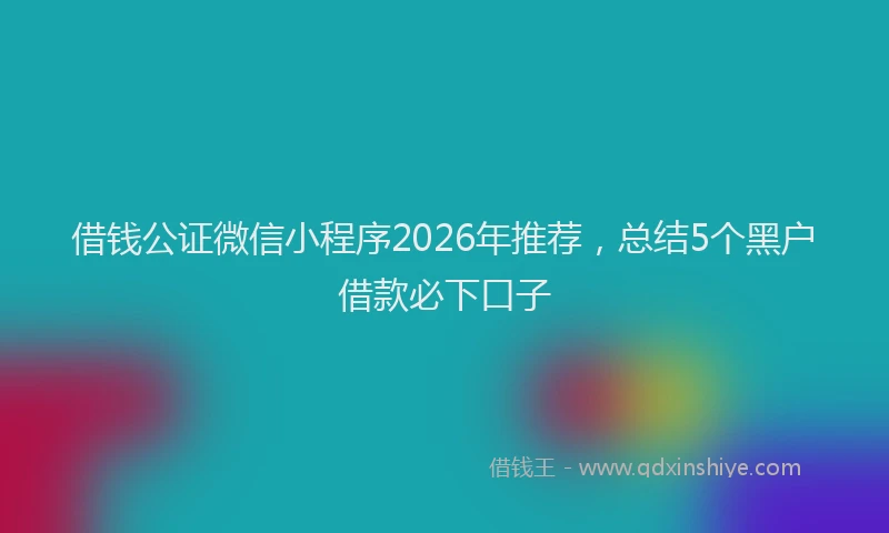 借钱公证微信小程序2026年推荐，总结5个黑户借款必下口子