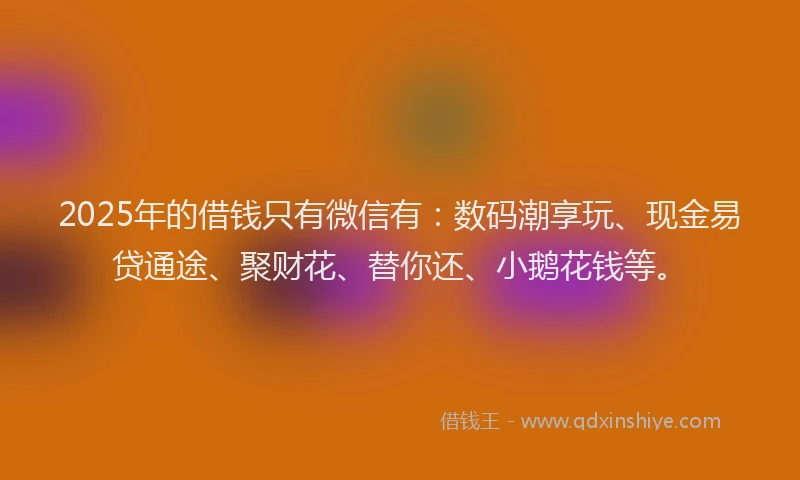 2025年的借钱只有微信有:数码潮享玩、现金易贷通途、聚财花、替你还、小鹅花钱等。