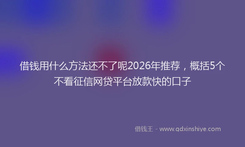 借钱用什么方法还不了呢2026年推荐，概括5个不看征信网贷平台放款快的口子