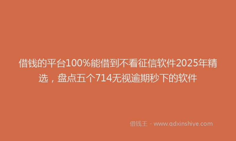 借钱的平台100%能借到不看征信软件2025年精选，盘点五个714无视逾期秒下的软件