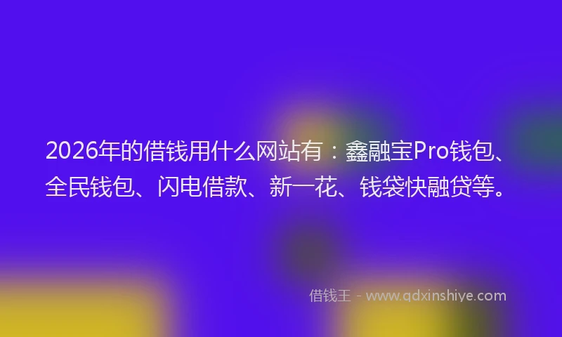 2026年的借钱用什么网站有：鑫融宝Pro钱包、全民钱包、闪电借款、新一花、钱袋快融贷等。