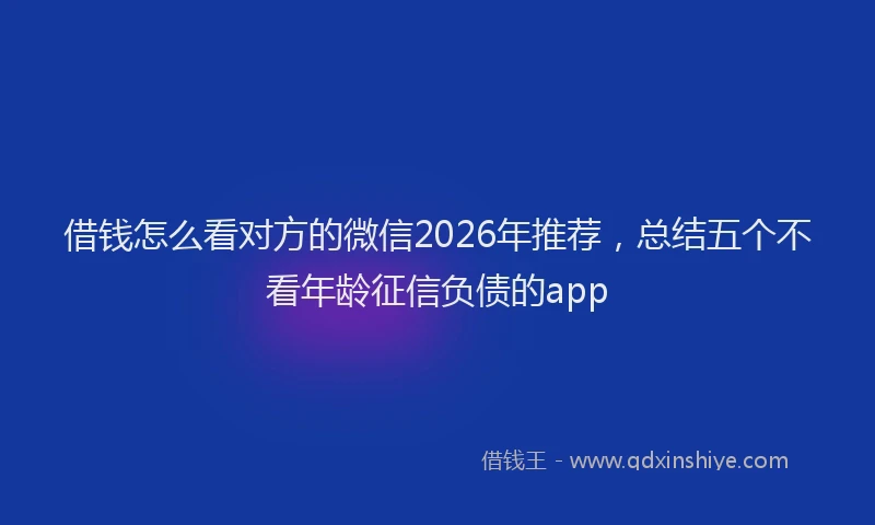 借钱怎么看对方的微信2026年推荐，总结五个不看年龄征信负债的app