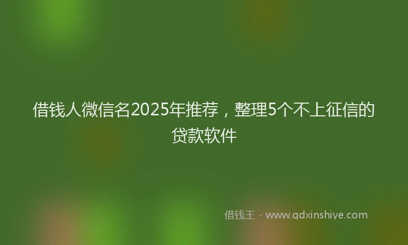 借钱人微信名2025年推荐，整理5个不上征信的贷款软件