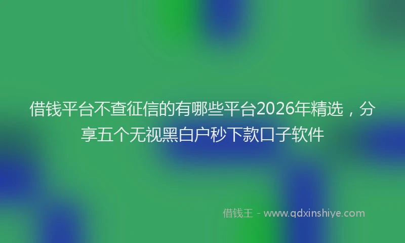 借钱平台不查征信的有哪些平台2026年精选，分享五个无视黑白户秒下款口子软件