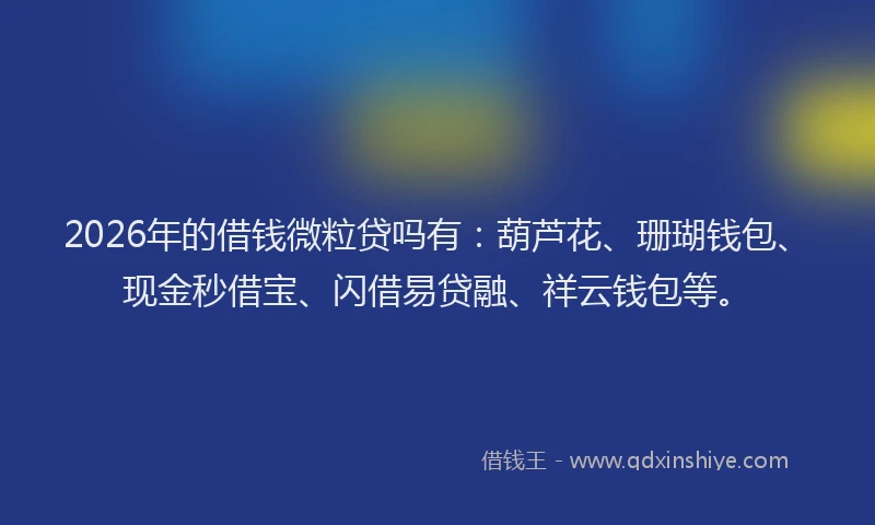 2026年的借钱微粒贷吗有：葫芦花、珊瑚钱包、现金秒借宝、闪借易贷融、祥云钱包等。