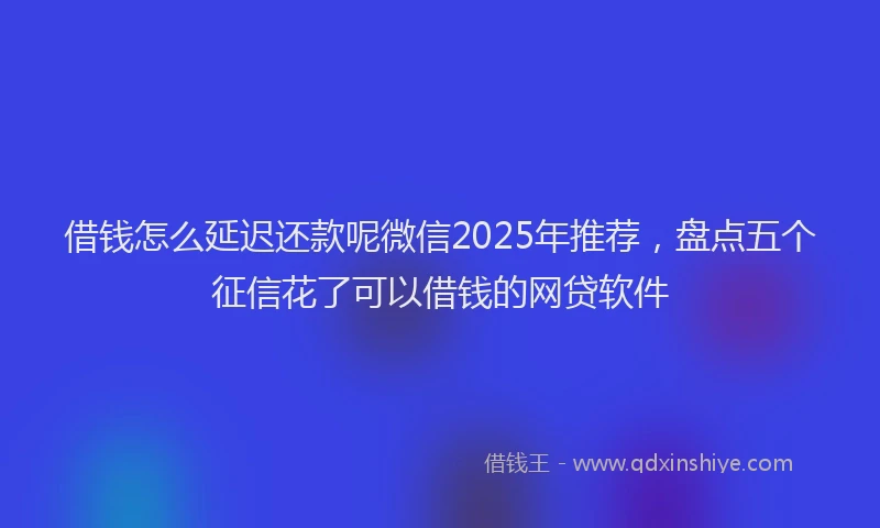 借钱怎么延迟还款呢微信2025年推荐，盘点五个征信花了可以借钱的网贷软件