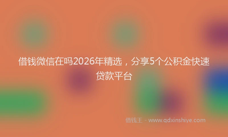 借钱微信在吗2026年精选，分享5个公积金快速贷款平台