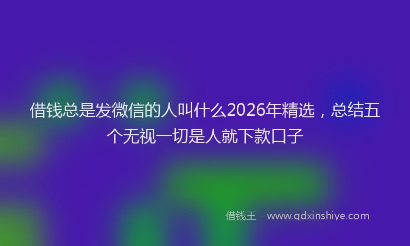 借钱总是发微信的人叫什么2026年精选，总结五个无视一切是人就下款口子