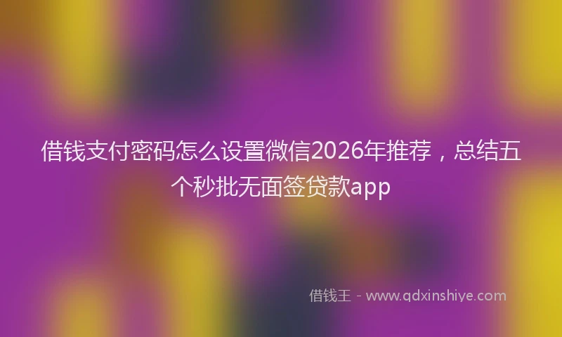 借钱支付密码怎么设置微信2026年推荐，总结五个秒批无面签贷款app