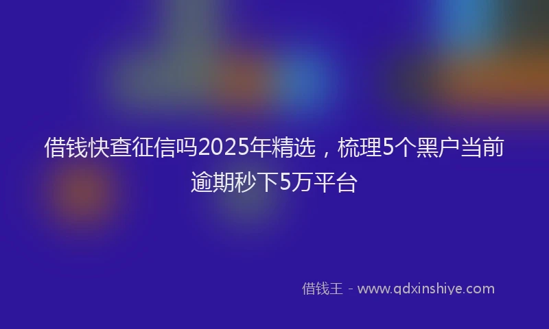 借钱快查征信吗2025年精选,梳理5个黑户当前逾期秒下5万平台