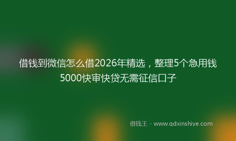 借钱到微信怎么借2026年精选,整理5个急用钱5000快审快贷无需征信口子