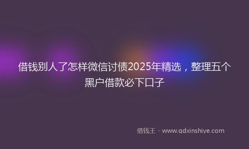 借钱别人了怎样微信讨债2025年精选，整理五个黑户借款必下口子