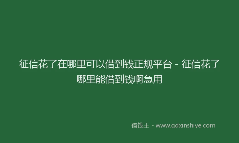 征信花了在哪里可以借到钱正规平台 - 征信花了哪里能借到钱啊急用