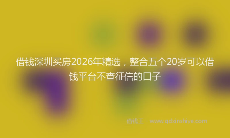 借钱深圳买房2026年精选，整合五个20岁可以借钱平台不查征信的口子