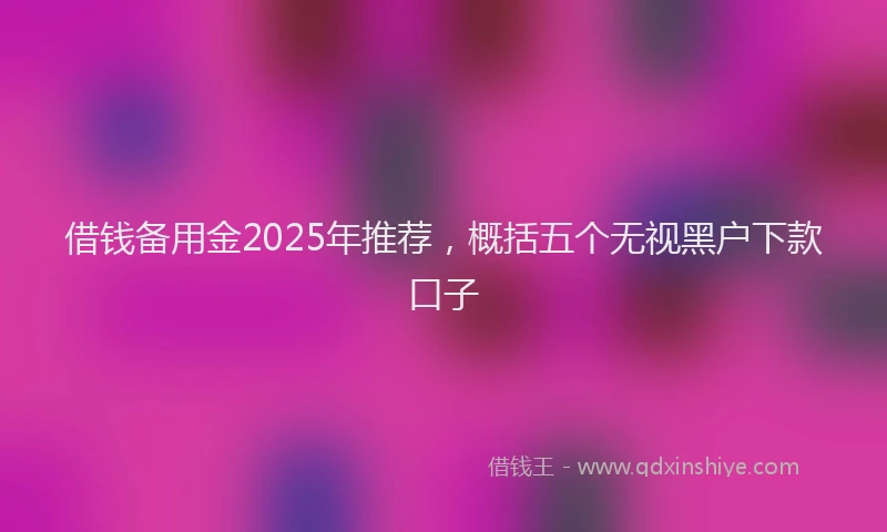 借钱备用金2025年推荐，概括五个无视黑户下款口子