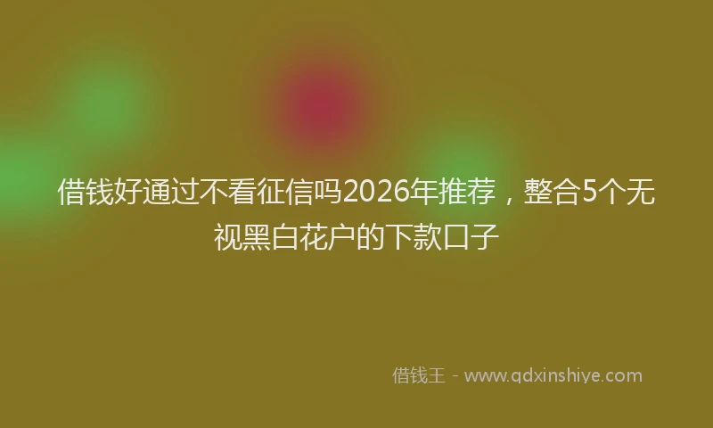 借钱好通过不看征信吗2026年推荐，整合5个无视黑白花户的下款口子