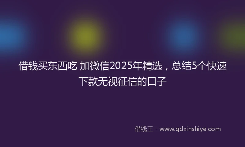 借钱买东西吃 加微信2025年精选，总结5个快速下款无视征信的口子