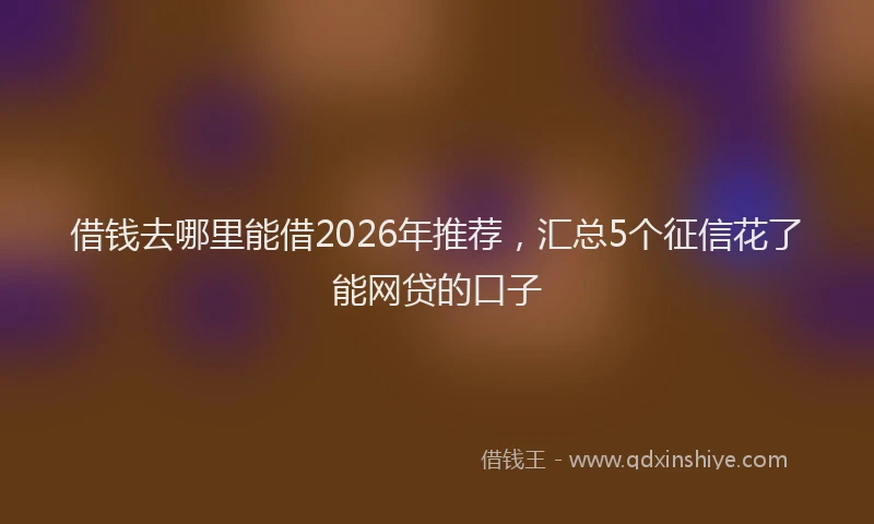 借钱去哪里能借2026年推荐，汇总5个征信花了能网贷的口子