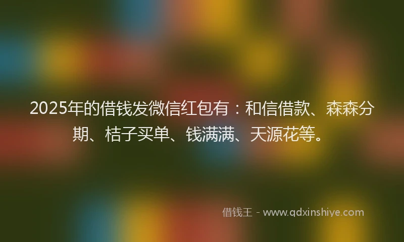2025年的借钱发微信红包有：和信借款、森森分期、桔子买单、钱满满、天源花等。