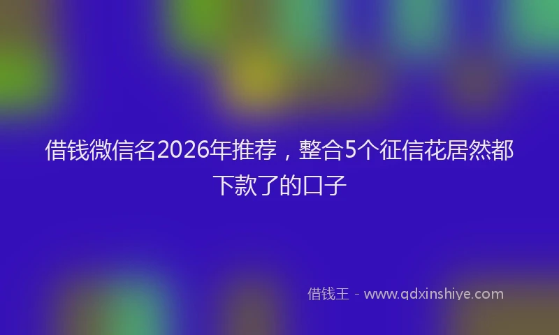 借钱微信名2026年推荐，整合5个征信花居然都下款了的口子