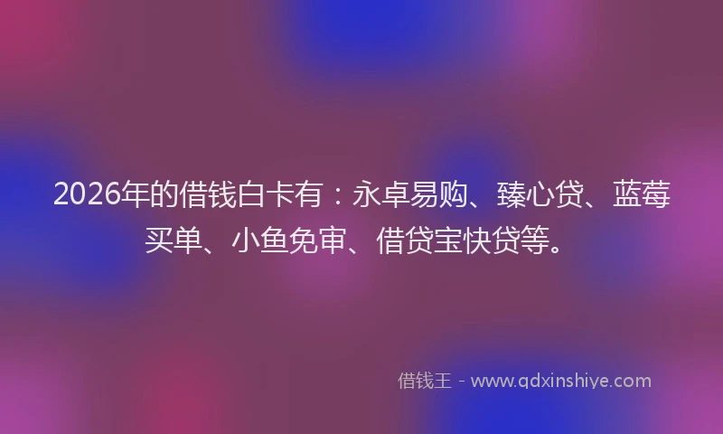 2026年的借钱白卡有：永卓易购、臻心贷、蓝莓买单、小鱼免审、借贷宝快贷等。