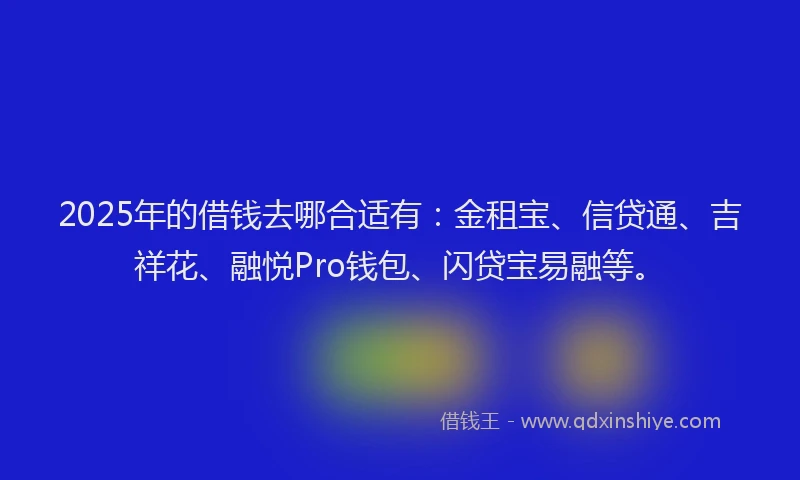 2025年的借钱去哪合适有：金租宝、信贷通、吉祥花、融悦Pro钱包、闪贷宝易融等。