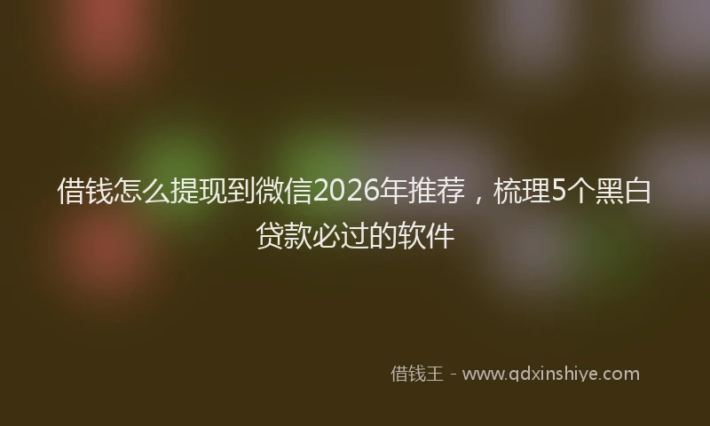 借钱怎么提现到微信2026年推荐，梳理5个黑白贷款必过的软件