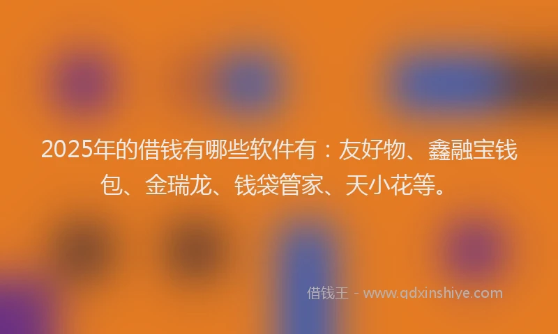 2025年的借钱有哪些软件有：友好物、鑫融宝钱包、金瑞龙、钱袋管家、天小花等。