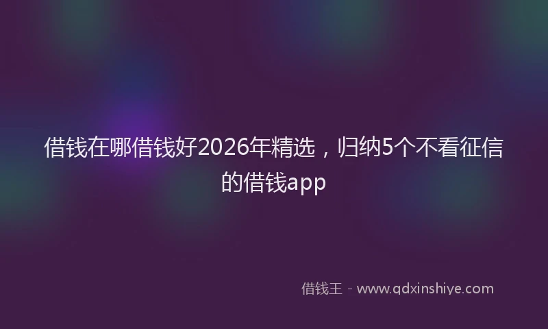 借钱在哪借钱好2026年精选，归纳5个不看征信的借钱app