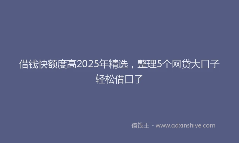 借钱快额度高2025年精选，整理5个网贷大口子轻松借口子