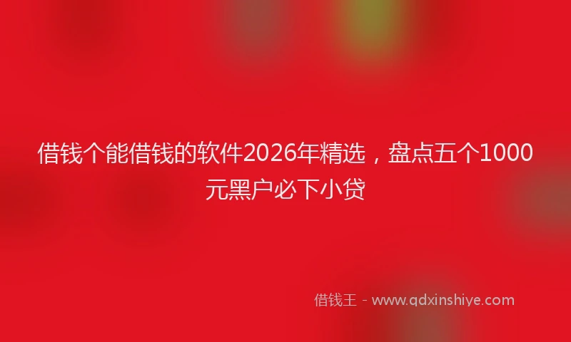 借钱个能借钱的软件2026年精选，盘点五个1000元黑户必下小贷