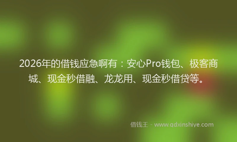 2026年的借钱应急啊有：安心Pro钱包、极客商城、现金秒借融、龙龙用、现金秒借贷等。