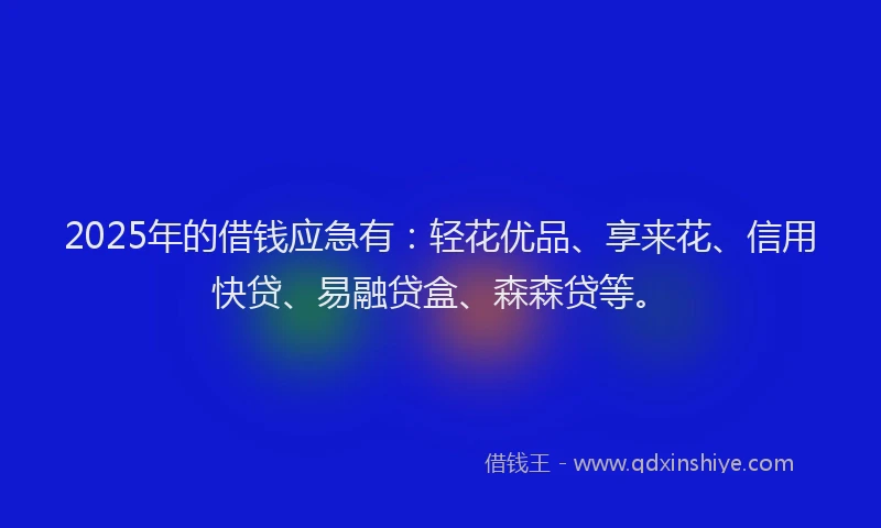 2025年的借钱应急有：轻花优品、享来花、信用快贷、易融贷盒、森森贷等。