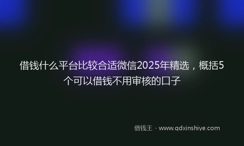 借钱什么平台比较合适微信2025年精选，概括5个可以借钱不用审核的口子