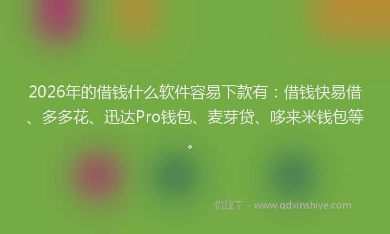 2026年的借钱什么软件容易下款有:借钱快易借、多多花、迅达Pro钱包、麦芽贷、哆来米钱包等。