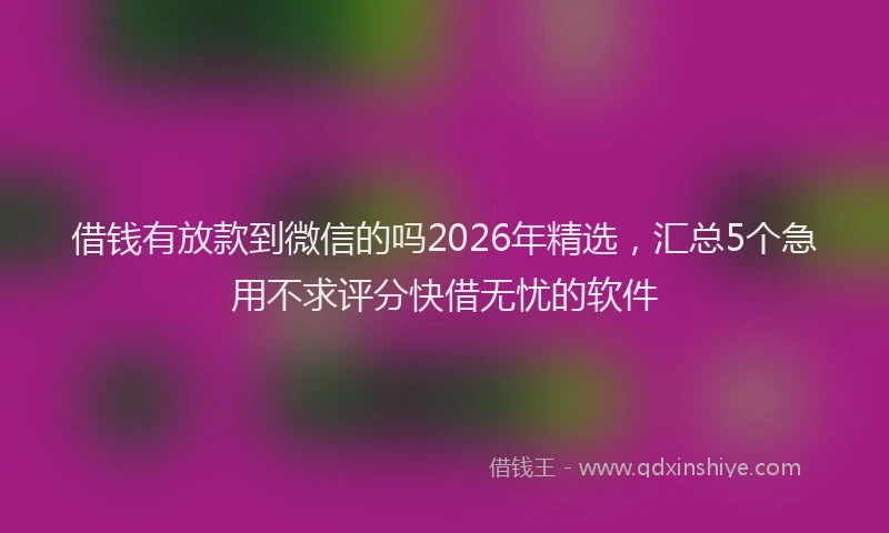 借钱有放款到微信的吗2026年精选，汇总5个急用不求评分快借无忧的软件