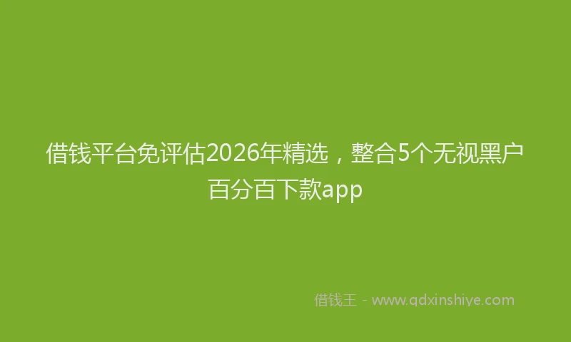 借钱平台免评估2026年精选,整合5个无视黑户百分百下款app
