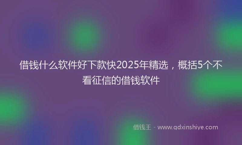 借钱什么软件好下款快2025年精选,概括5个不看征信的借钱软件