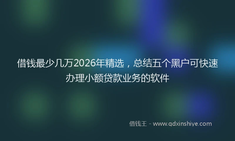 借钱最少几万2026年精选，总结五个黑户可快速办理小额贷款业务的软件