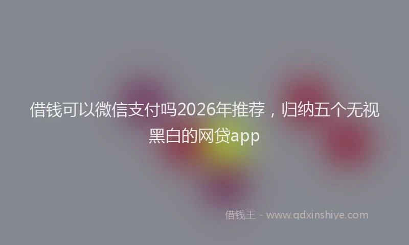 借钱可以微信支付吗2026年推荐，归纳五个无视黑白的网贷app