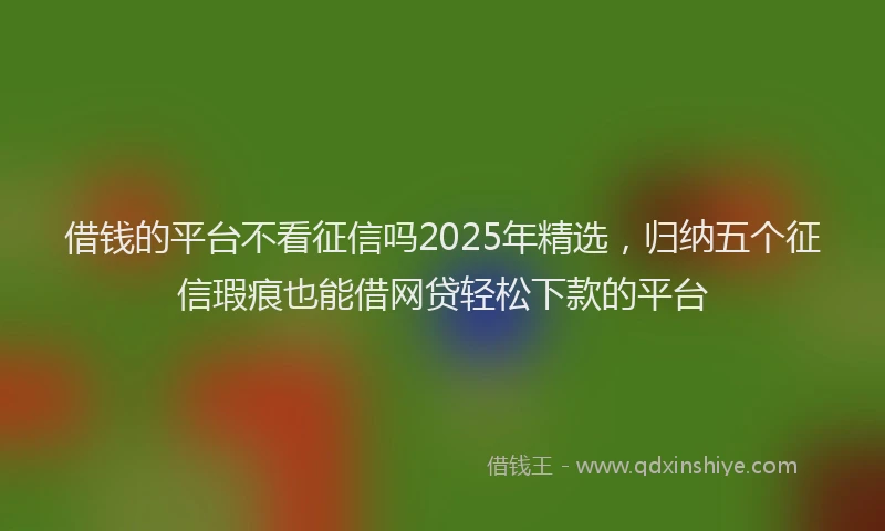 借钱的平台不看征信吗2025年精选，归纳五个征信瑕疵也能借网贷轻松下款的平台