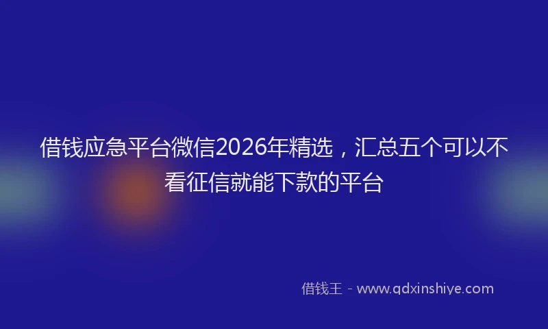 借钱应急平台微信2026年精选，汇总五个可以不看征信就能下款的平台