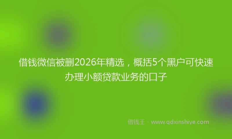 借钱微信被删2026年精选，概括5个黑户可快速办理小额贷款业务的口子