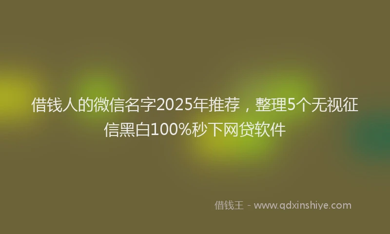 借钱人的微信名字2025年推荐，整理5个无视征信黑白100%秒下网贷软件