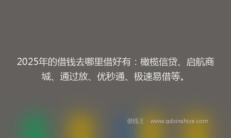 2025年的借钱去哪里借好有:橄榄信贷、启航商城、通过放、优秒通、极速易借等。