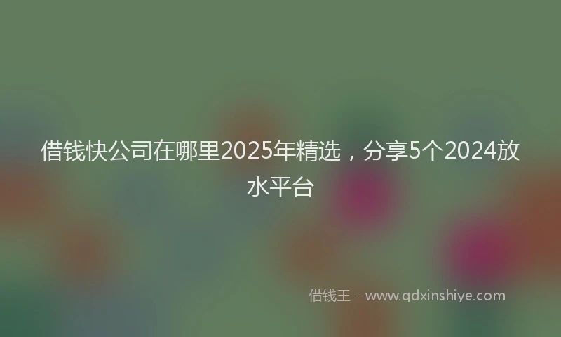 借钱快公司在哪里2025年精选，分享5个2024放水平台