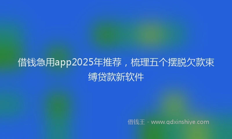 借钱急用app2025年推荐，梳理五个摆脱欠款束缚贷款新软件