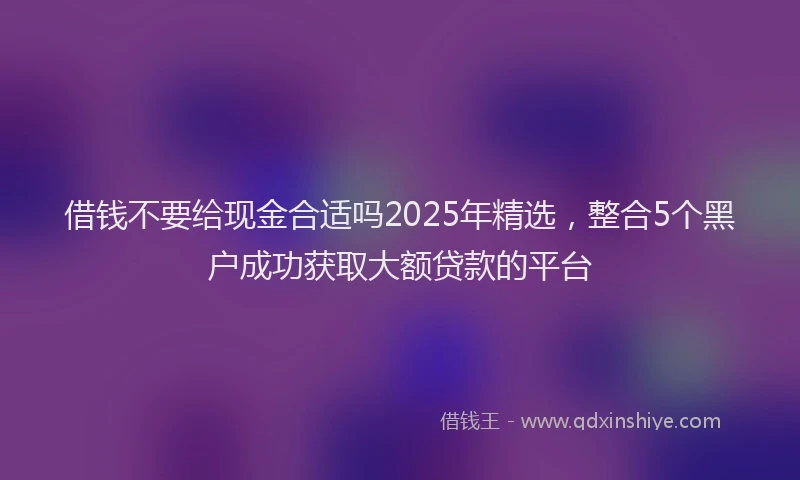 借钱不要给现金合适吗2025年精选，整合5个黑户成功获取大额贷款的平台