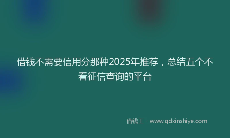 借钱不需要信用分那种2025年推荐，总结五个不看征信查询的平台