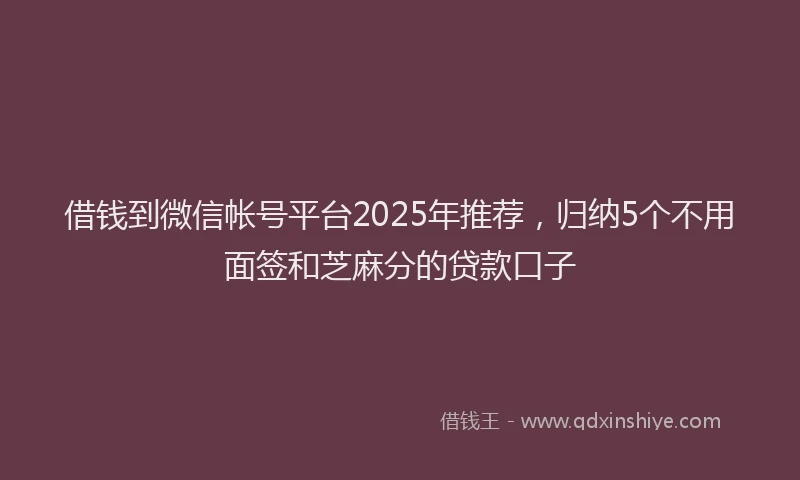 借钱到微信帐号平台2025年推荐,归纳5个不用面签和芝麻分的贷款口子